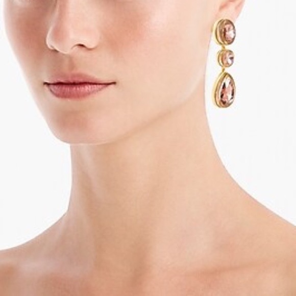 NWT J. Crew triple stone drop statement earrings - Picture 2 of 16